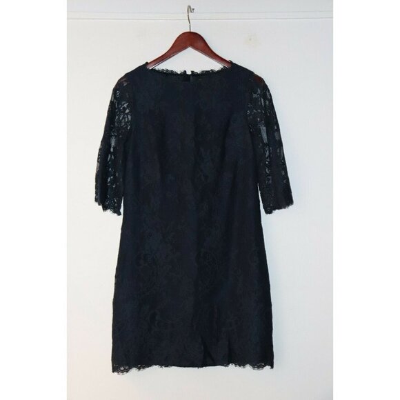 Ted Baker Women's Size 2 US 4/6 Small Navy Blue Dress 3/4 Sleeve Sheer Lace Mini - Picture 1 of 5
